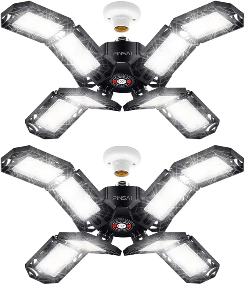 Super Bright LED Garage Light with 8 Adjustable Panels for Work