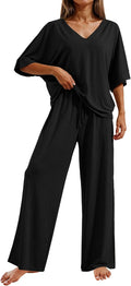 Ekouaer Pajama Sets for Women 2 Piece Lounge Set - Soft Short Sleeve