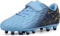 Kids Firm Ground Soccer Cleats with Velcro - Easy On/Off Fit