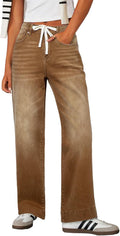 Wide Leg High Waisted Jeans for Women - Comfortable Stretch Baggy Fit