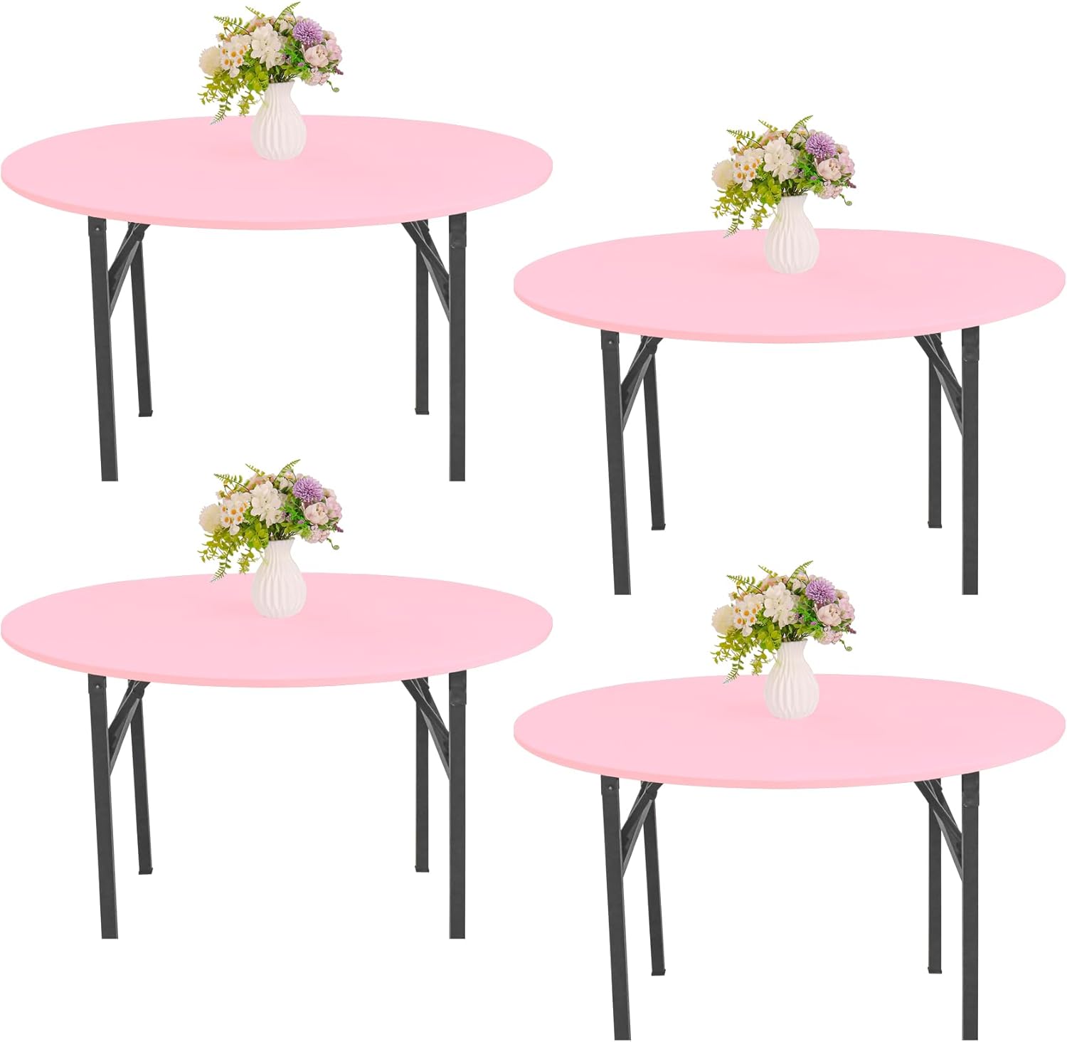 4 Pieces Round Spandex Tablecloths for Indoor and Outdoor Use