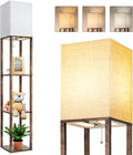 Dott Arts Floor Lamp with Shelves - LED 3-Temp Wood Texture
