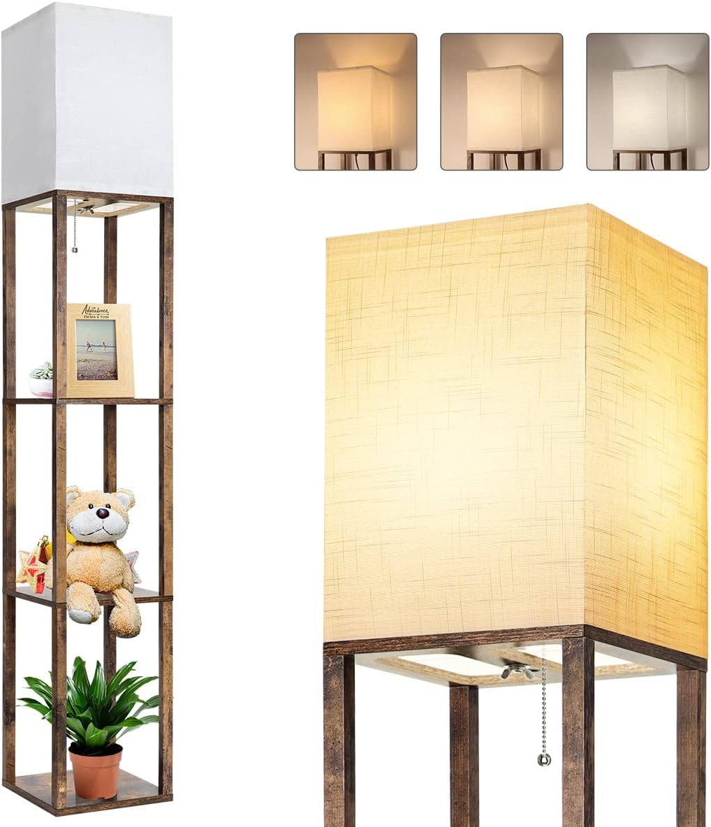 Dott Arts Floor Lamp with Shelves and 3 Color Temperature Bulb