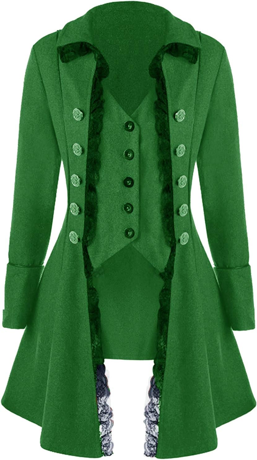 VNVNE Women's Gothic Steampunk Corset Halloween Costume Coat