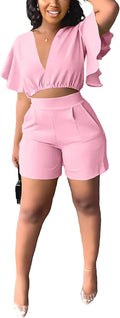 Fooullaide Womens Summer 2 Piece Outfit Set - Sexy Crop (Style 1R3P)