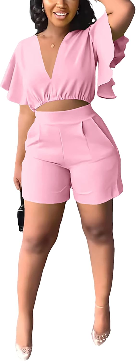Fooullaide Womens Summer 2 Piece Outfit Set for Beach Vacations