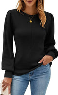 QACOHU Womens Ribbed Knit Sweater Crewneck - Slim Casual Fall Staple