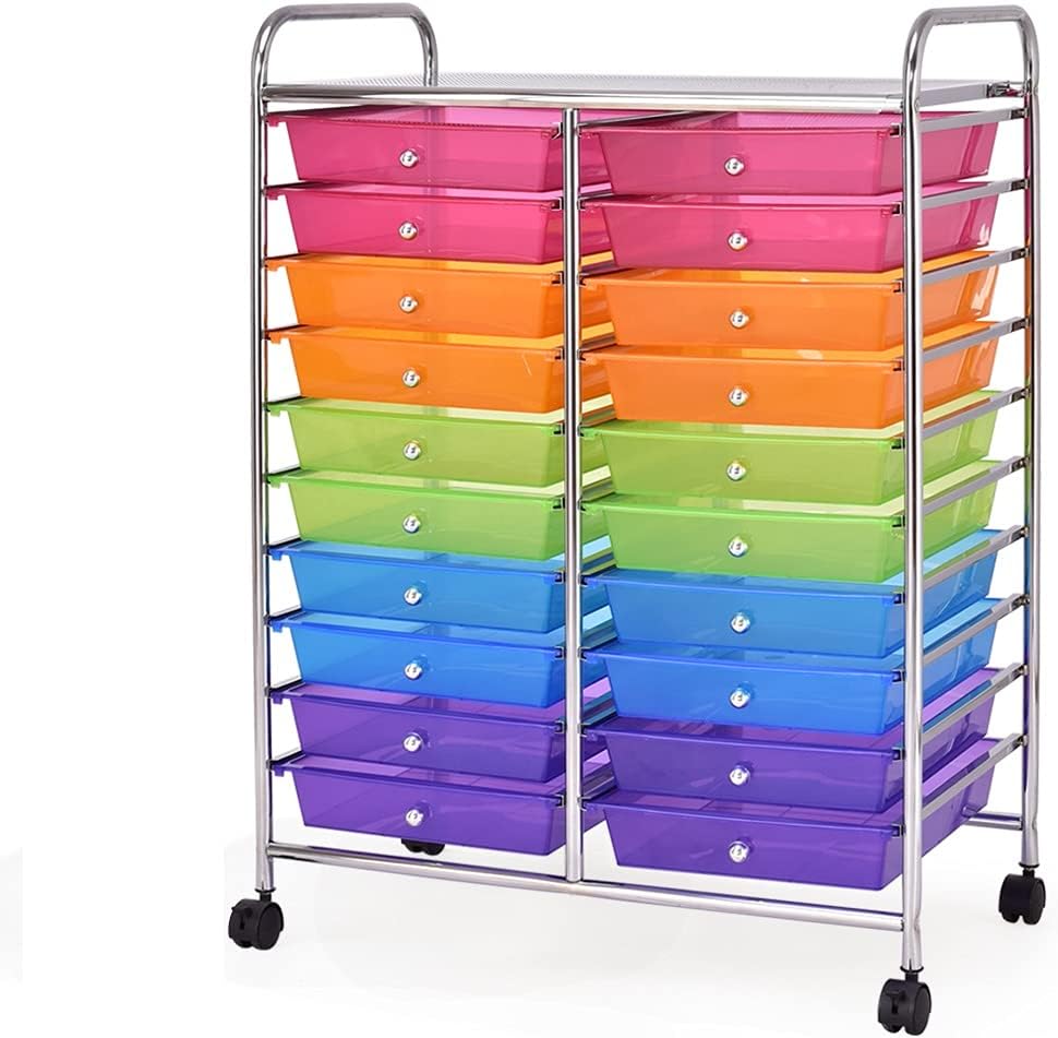 GOFLAME 20-Drawer Rolling Storage Cart for Home Office