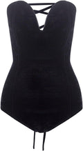 Choies Burgundy/Black Strapless Plunge Velvet Bodysuit - Sexy Support