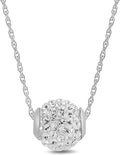 White 10K Gold Crystals Slide Ball Pendant Necklace - Delicate