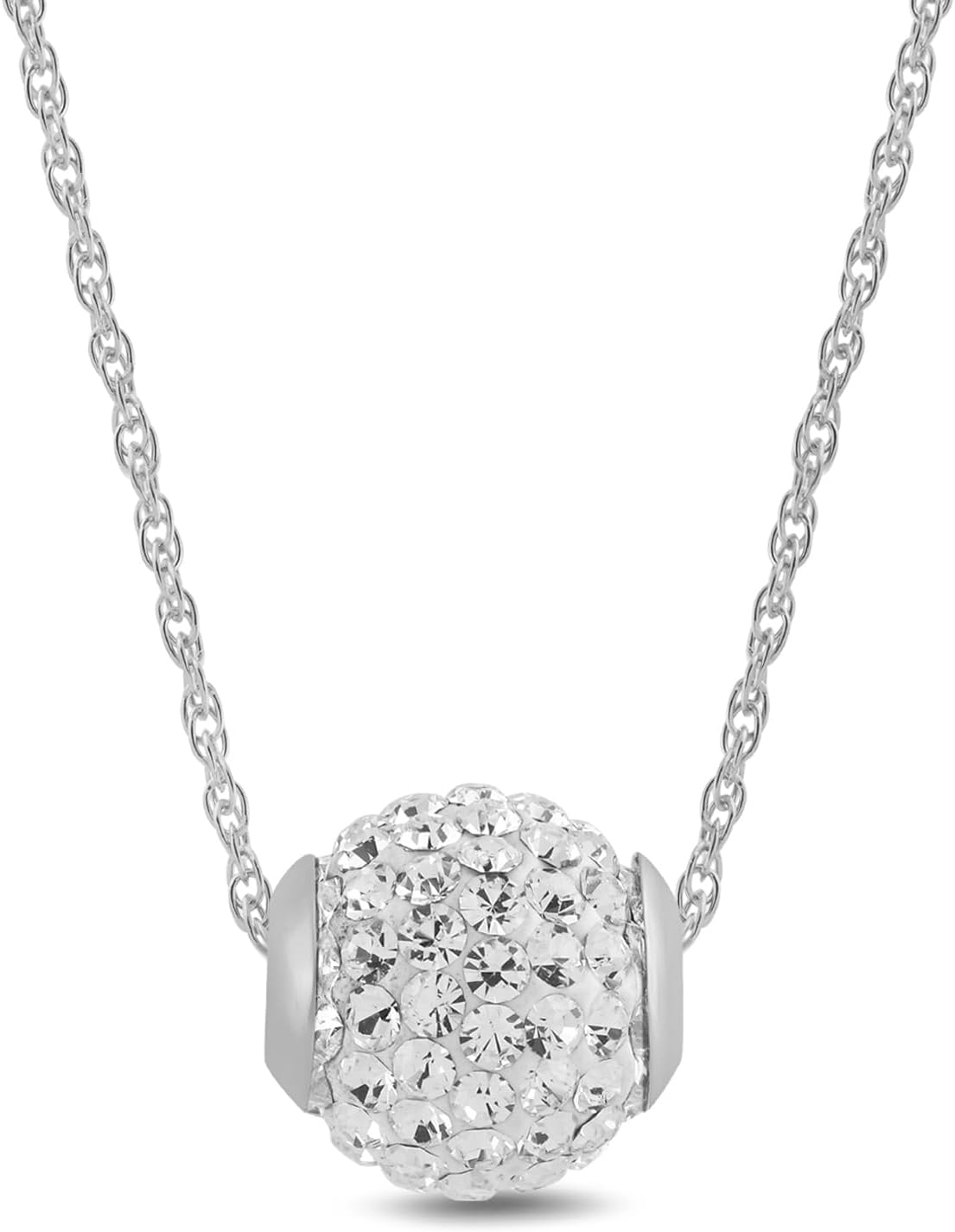 Elegant 10K Gold Crystals Slide Ball Pendant Necklace for Women