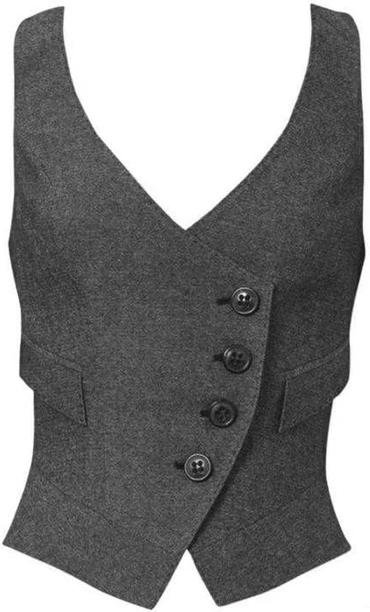 Women's Herringbone Tweed Suit Vest for Stylish Work Wear