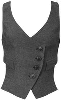 Women's Suit Vest Herringbone Tweed Slim Fit Waistcoat - Tailored
