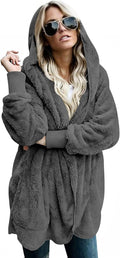 LONGYUAN Women's Fleece Hooded Cardigan Jacket - Cozy Winter Layer