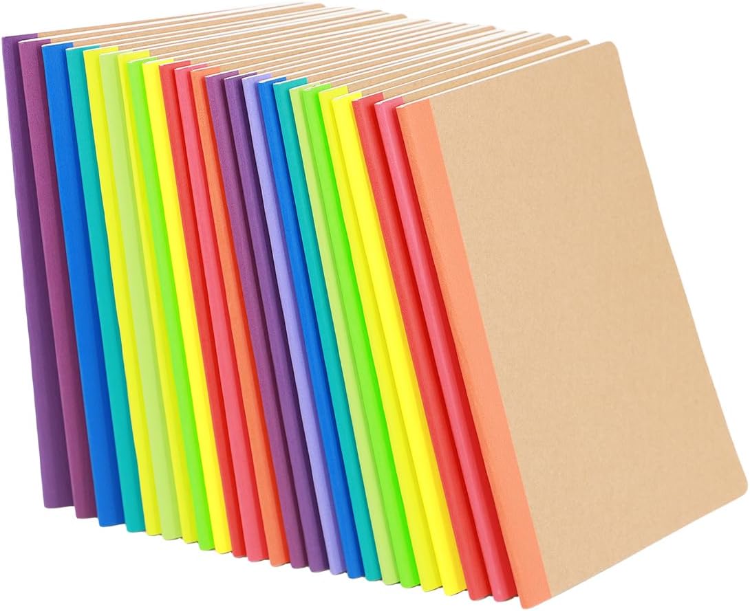 Wotion Kraft Notebooks - Bulk Pack of 24, Premium Quality, 60 Pages, 8.3x5.5 inch