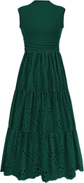 Summer Dresses for Women 2025 Sleeveless Eyelet Maxi Sundress