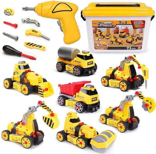 7 in 1 Take Apart Toys with Electric Drill for Kids Ages 4-7
