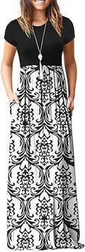 Women's Short Sleeve Loose Maxi Dress with Pockets - Casual Vacation