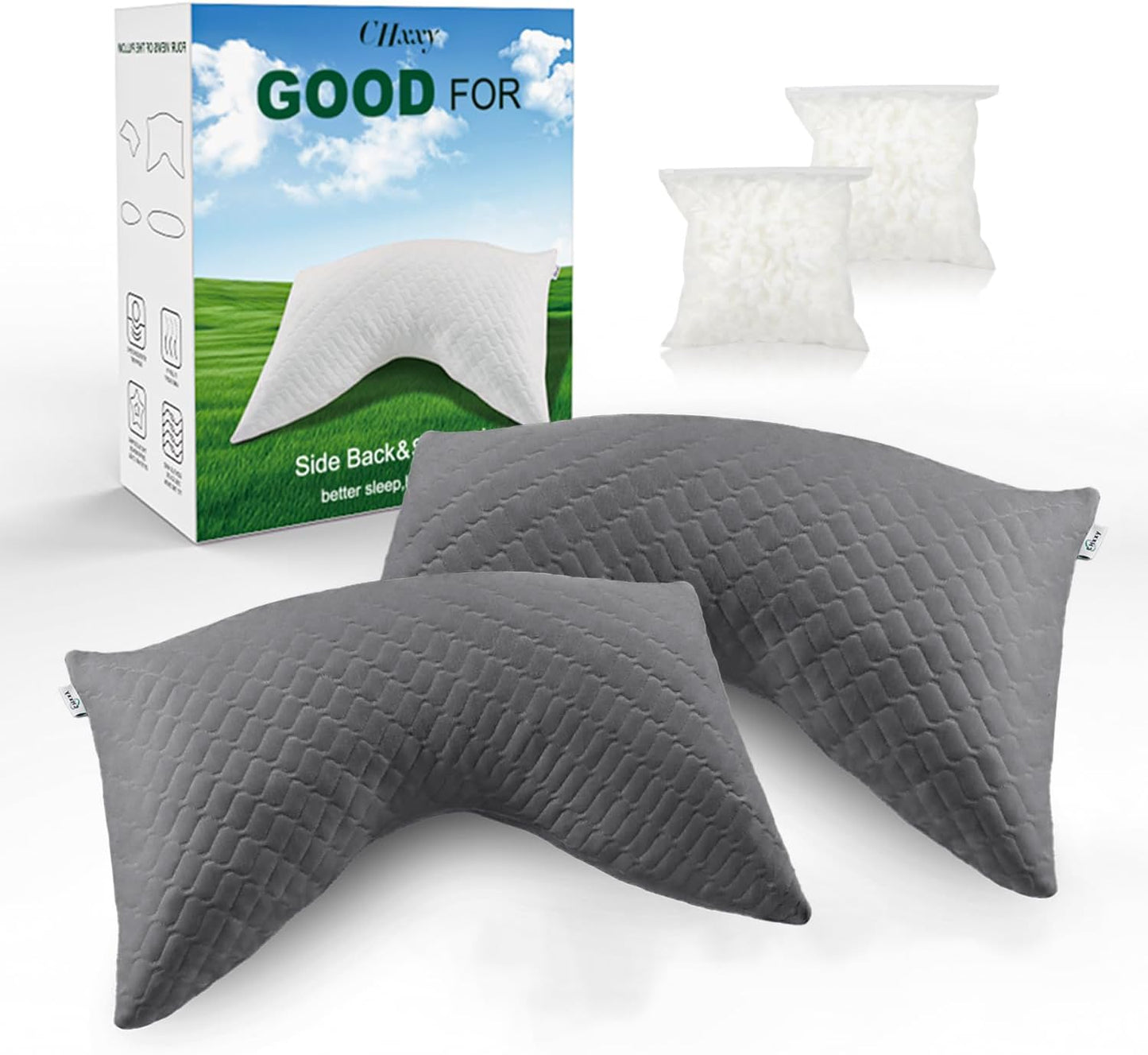 Side Sleeper Pillow for Neck and Shoulder Relief, Ergonomic Design