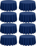 8 Pack Round Tablecloth 120 in Navy Blue Polyester - Stain & Wrinkle