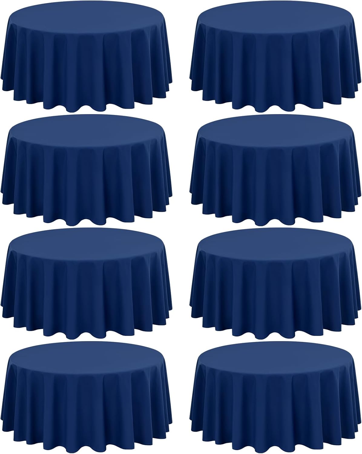 Navy Blue Round Tablecloths 120 Inch - 8 Pack for Events