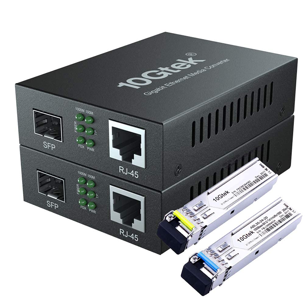 Bidi Media Converter for Gigabit Ethernet Fiber to RJ45 Connection