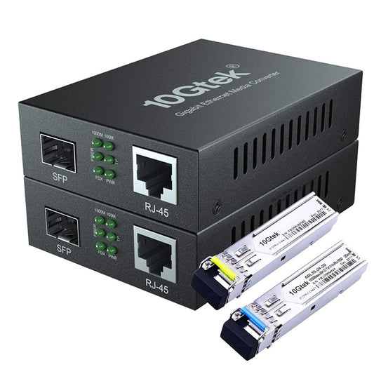 Bidi Media Converter for Gigabit Ethernet Fiber to RJ45 Connection