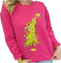 Stand Out in Style: Hot Pink Grinch Tree Sweatshirt Size L