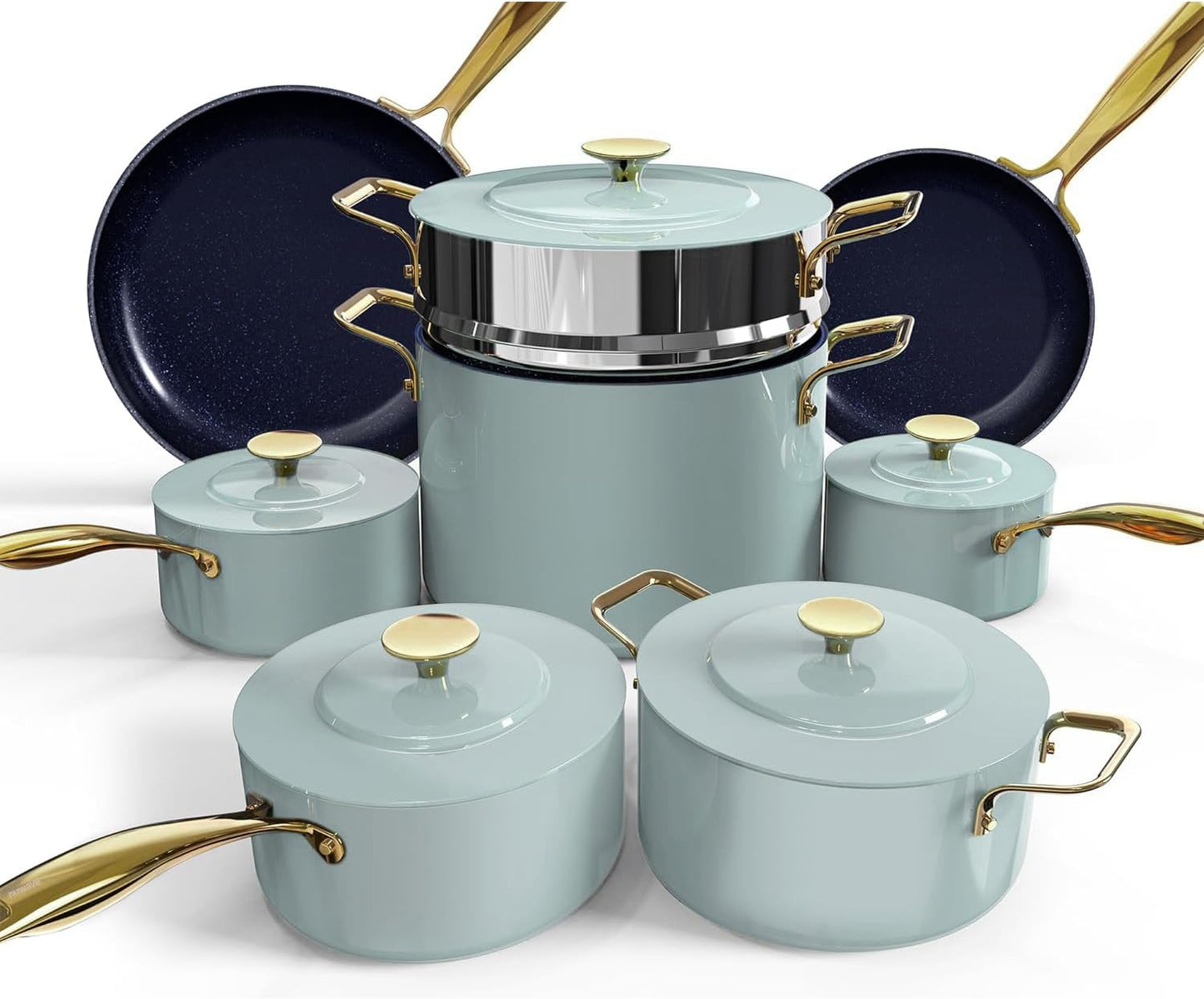 Nuwave Lux LE 13-Pc Cookware Set with Elegant Gold Handles