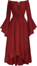 Renaissance Faire Dress for Women - Off Shoulder Bell Sleeve High Low