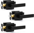 3 Pack Matte Black Door Handles Privacy Levers - Keyless Interior