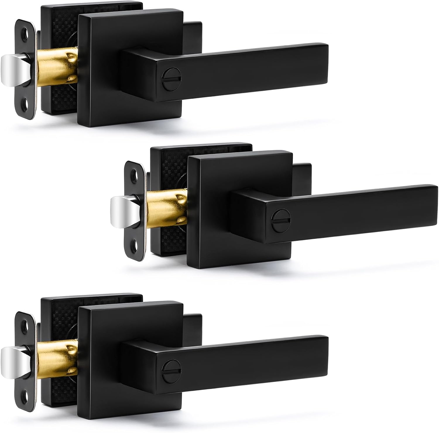 3 Pack Matte Black Door Handles for Modern Privacy Needs