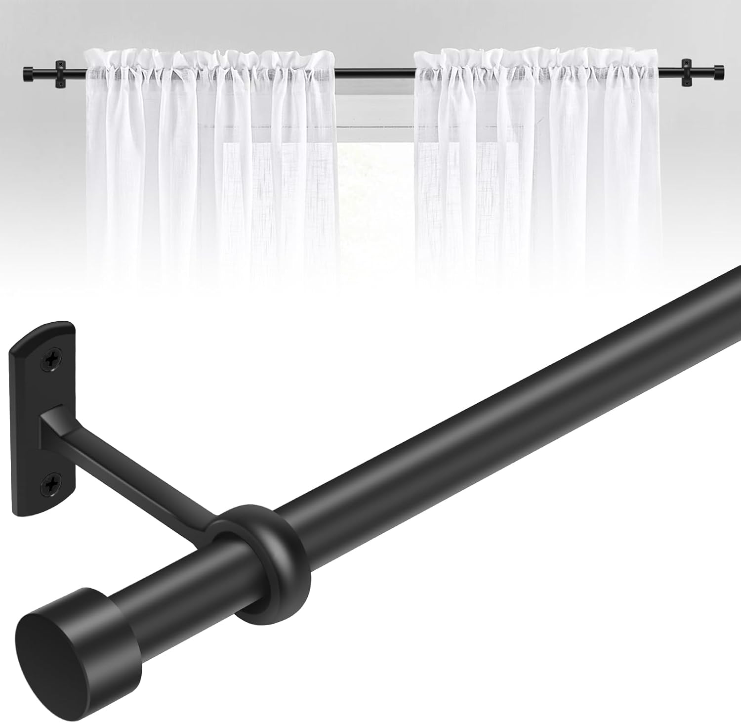 Extra Long Matte Black Curtain Rod: OrbitOasis - Modern Elegance
