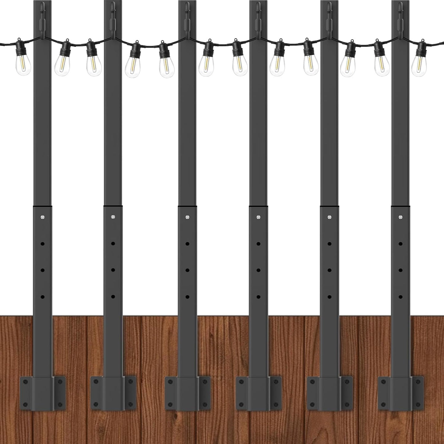 6 Pack String Light Poles for Outdoor Decor and Events