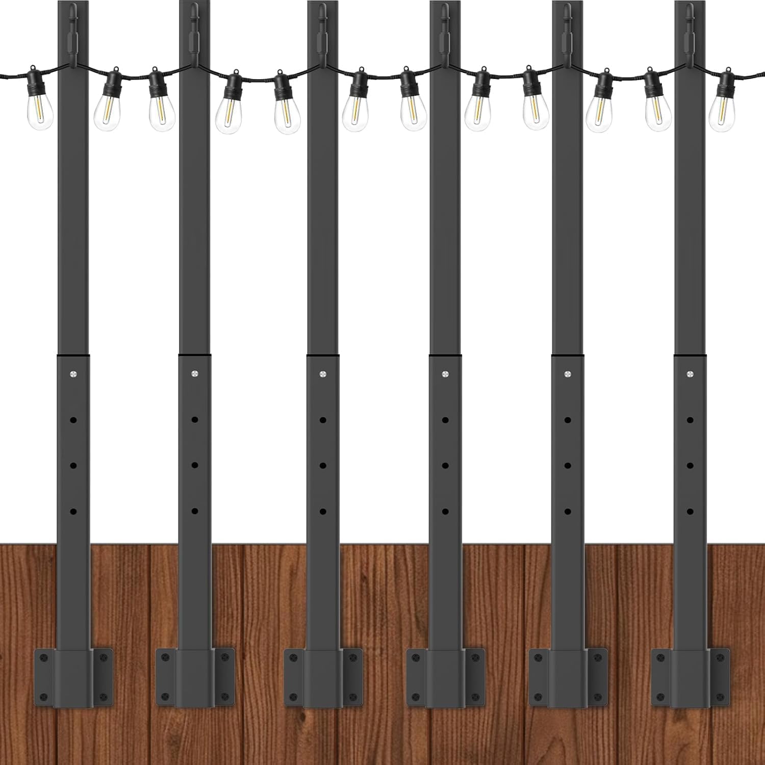 6 Pack String Light Poles for Outdoor Decor and Events