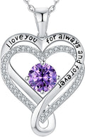 Infinity Heart Birthstone Necklace for Women - I Love You