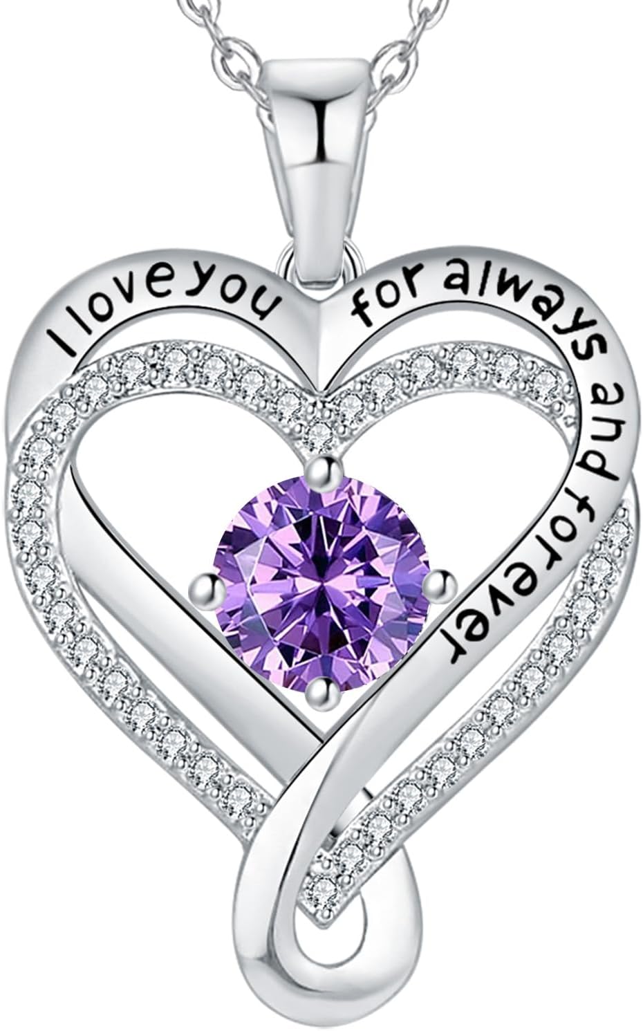 Infinity Heart Birthstone Necklace for Women - I Love You Gift