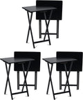 PJ Wood Folding TV Tray Tables 6-Pack - Sturdy Solid Wood Trays