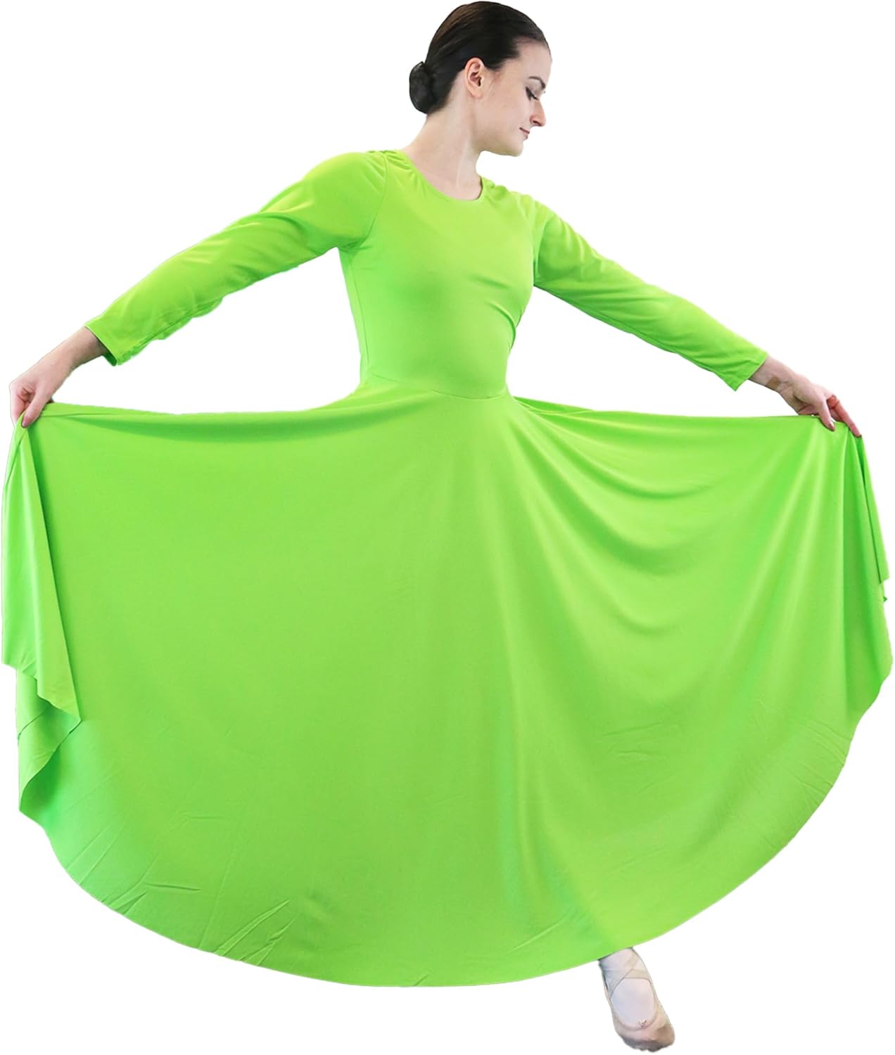 Danzcue Womens Praise Loose Fit Full Length Long Sleeve Dress