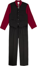 Van Heusen Boys 4-Piece Formal Suit Set - Sharp Black Luster Stripe