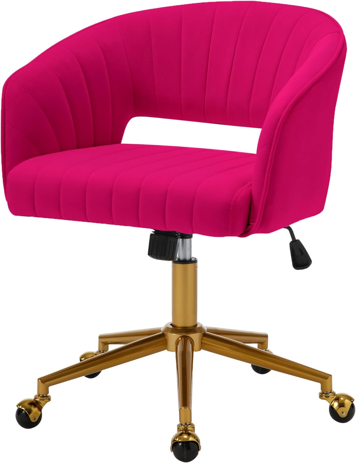 Modern Velvet Rolling Chair with Golden Base for Home Office