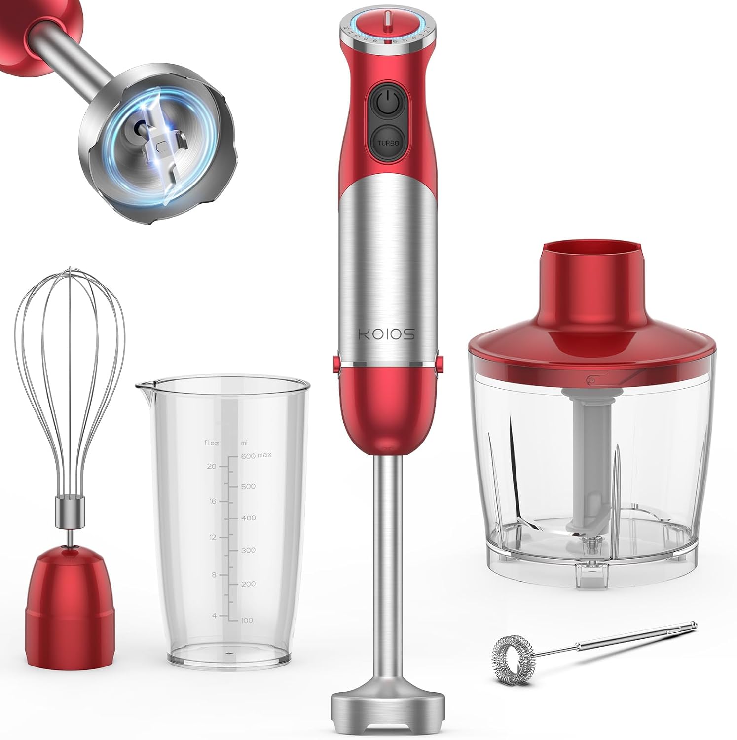 KOIOS Immersion Blender 5-in-1 Handheld Kitchen Tool for Smoothies