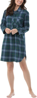 PajamaGram Long Flannel Nightgown - Cozy Plaid Sleepwear for Women