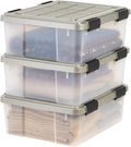 IRIS 27 Qt Weatherproof Storage Bins 3 Pack - Airtight Seal