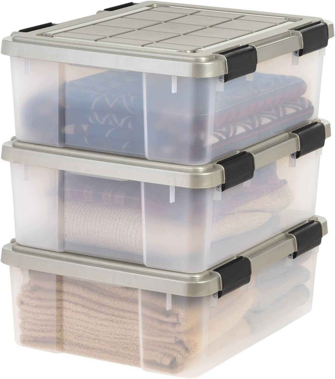 IRIS USA 27 Qt Storage Bins with Gasket Seal Lid, 3 Pack
