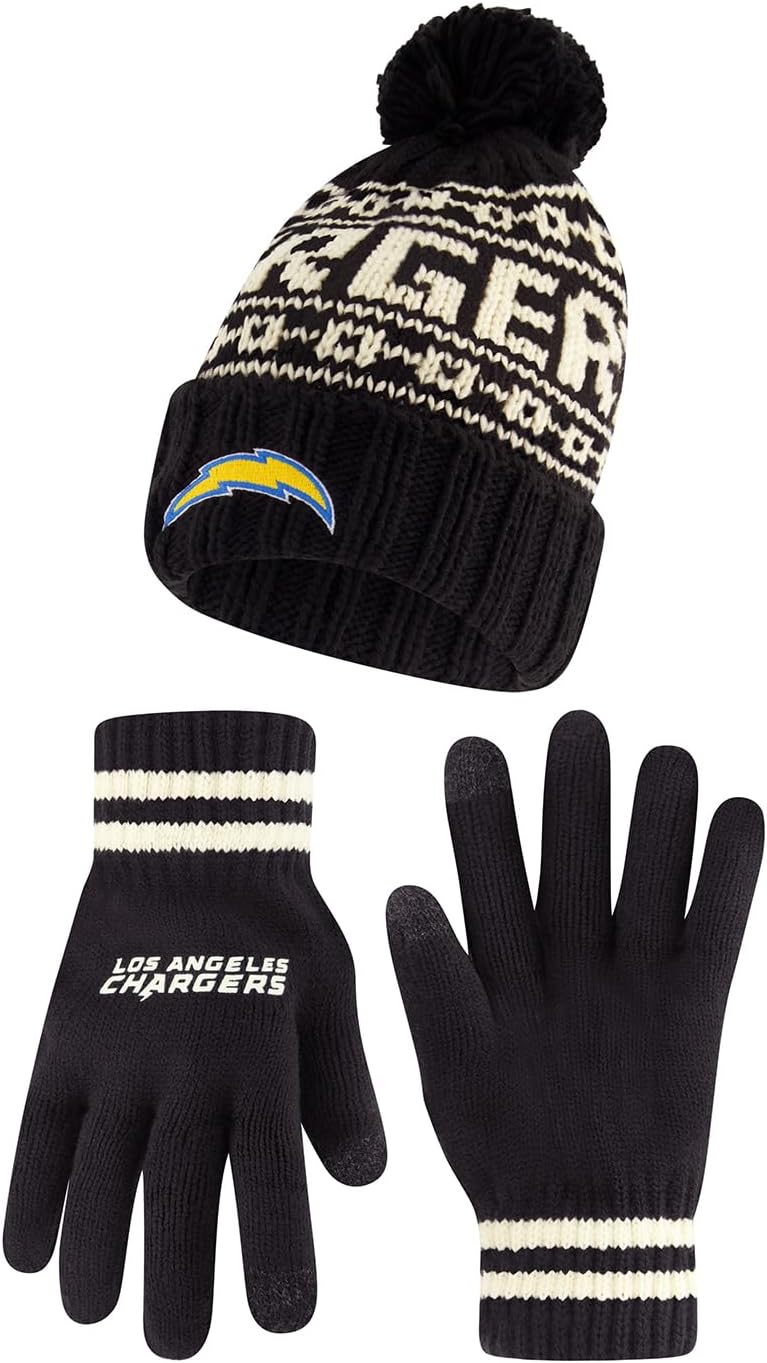 Ultra Game NFL Official Super Soft Cable Knit Beanie & Gloves