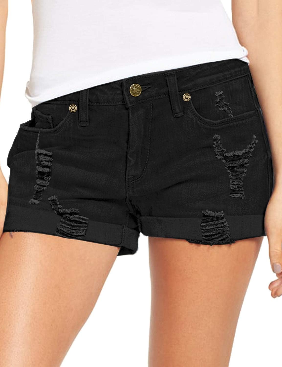 Luvamia Women's Ripped Denim Jean Shorts for Summer Style