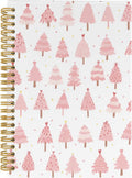 Pink Christmas Tree Spiral Notebook 5.5in x 8.3in - Preppy Holiday