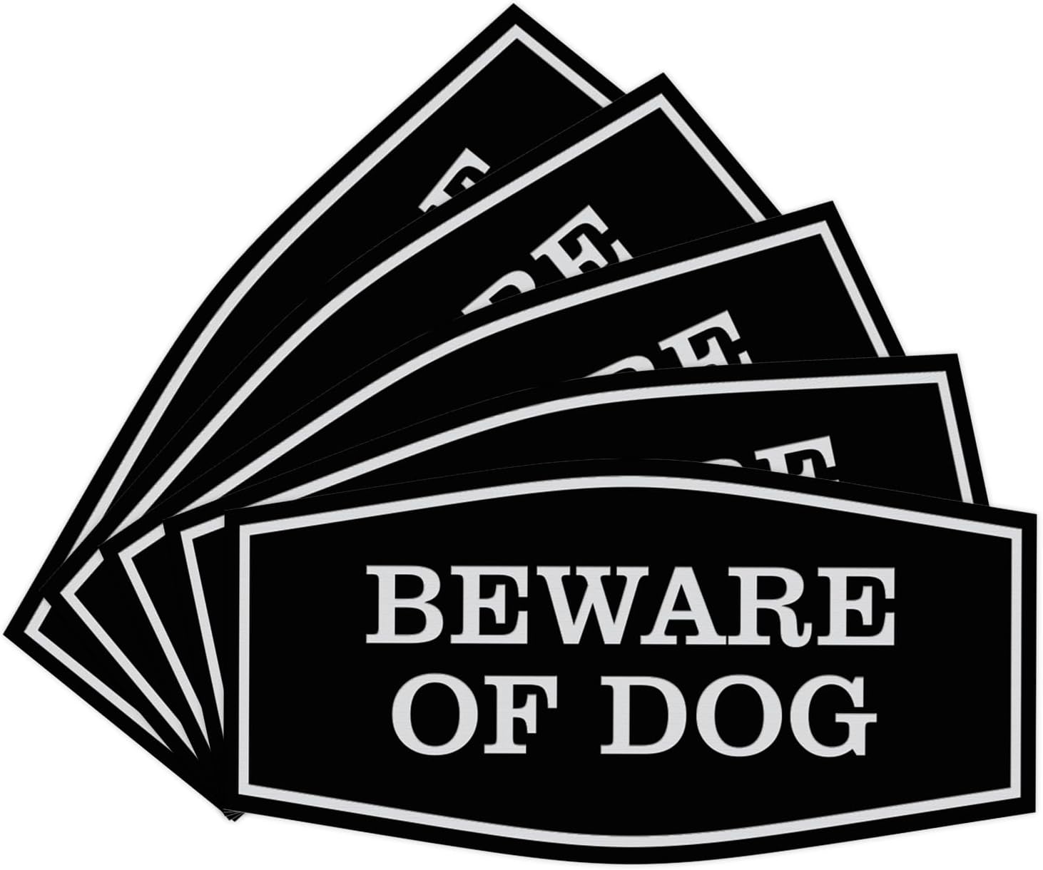 Fancy Beware of Dog Sign - Durable Home Security Signs 5 Pack