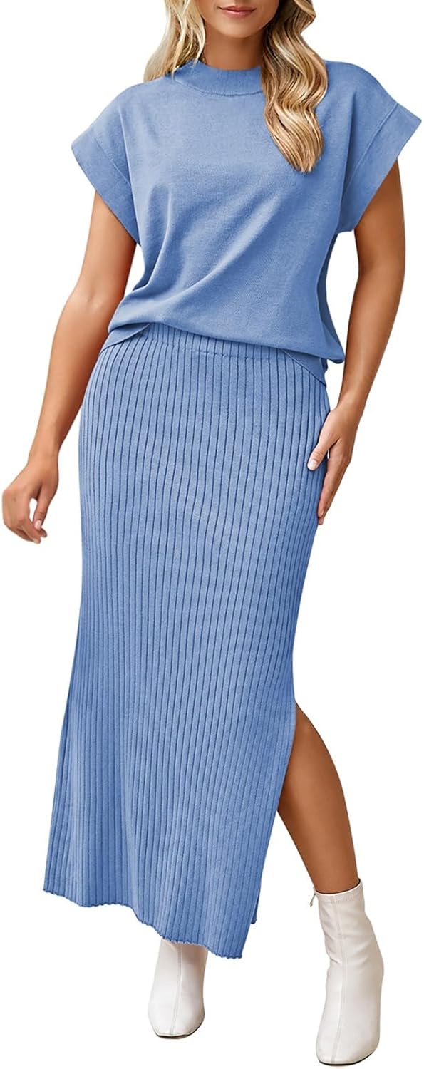 Pink Queen Women's 2 Piece Sweater Outfits Set for Summer Fun